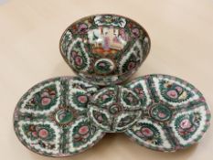 A group of 20th century Cantonese plates and fruit bowl