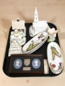 A Danbury Mint plaque commemorative the Silver Jubilee 1977 containing a pair of Jasperware plaques