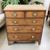A 19th century oak five drawer chest 103 cm x 52 cm x 112 cm