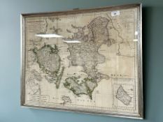 A 19th century Danish hand coloured and engraved map,