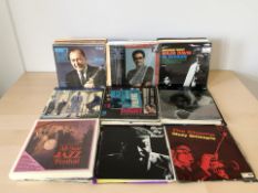 A collection of jazz vinyl LP records (one box)