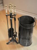 A fire companion set and a coal bucket