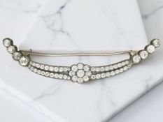 An antique paste crescent-shaped brooch with interesting Royal inscription 'From James III to My