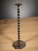 An oak barley twist smoker's stand,