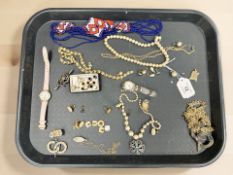 A group of costume jewellery, wristwatches, cufflinks,