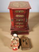 An Oriental lacquered multi drawer chest,