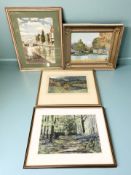 Fredrik Cork : A man painting by a canal, watercolour, 55 cm x 36 cm together with a J.B.