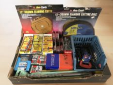 New diamond cutting discs, screws and tacs, batteries,