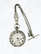 An Omega silver open face pocket watch,