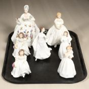 A Royal Doulton figure Diana, HN 2468 together with six others including Heather, Catherine,