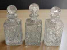 Three crystal decanters