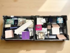 A group of costume jewellery including Swarovski, Fossil, Sekonda and Pulsar wristwatches,