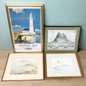 A group of pictures and prints, M Gowans watercolour of St.