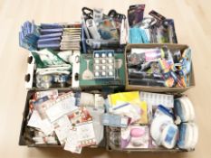 New home wares including coat hangers, wall hooks, hair brushes, cosmetic items, glasses, etc.