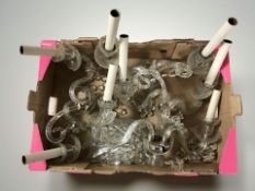 A set of four early 20th century Venetian style crystal twin branch wall sconces with crystal