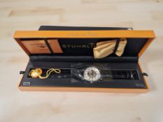 A gent's Stuhrling stainless steel wristwatch with skeletonised 17 jewel lever movement, case 45mm,