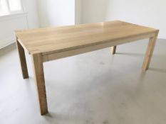 A contemporary Scandinavian pine rectangular table, 200 cm x 90 cm x 75 cm.