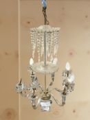 An early 20th century Venetian-style crystal six-sconce chandelier, with lustre droplets,