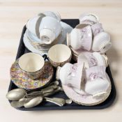 A set of six Paragon tea cups and saucers, further tea china including Royal Vale, Burlington,