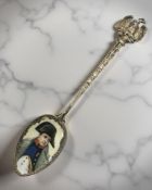 A silver gilt and enamel teaspoon depicting Napoleon Bonaparte CONDITION REPORT: 14.