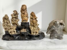 A Chinese soapstone carving, height 25cm,