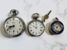 A lady's silver fob watch signed 'La Fidele, Geneve',