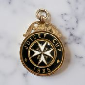 A 9ct gold and enamel medal fob marked Joicey Cup 1936 CONDITION REPORT: 7.