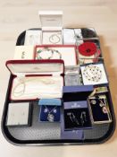 Costume jewellery including a boxed pair of Swarovski crystal droplet earrings,