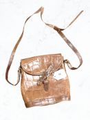 A Mulberry vintage brown leather lady's handbag, crocodile pattern,