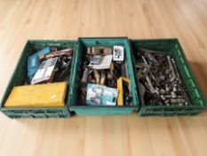 Assorted tools, several Stanley woodworking planes, Black & Decker drill, sockets, etc.