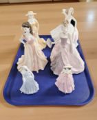 Four Coalport figures to include three Ladies of Fashion 'Young Love', 'June' and 'Jacqueline',