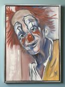 Continental School : Portrait of a clown, oil on canvas, 50 cm x 70 cm.