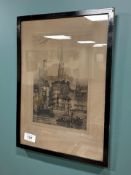 After Richard Parkes Bonington : Rouen, etching, 24.5 cm x 35.5 cm.