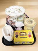 Two Japanese Imari porcelain scalloped edged dishes, an Isle of Wight Alum Bay glass jug,