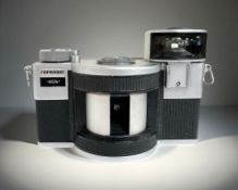 A Soviet Horizont panoramic film camera with 28mm (DF-28P) 2.8 lens, marked 'No. 7010298'.