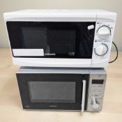 A Cookworks microwave and a Kenwood microwave.
