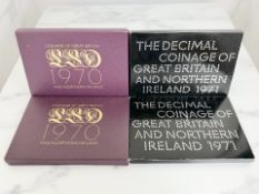 Four Great Britain and Northern Ireland Decimal Coinage sets - 1970 (X2) and 1971 (X2).