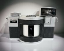 A Soviet Horizont panoramic film camera with 28mm (DF-28P) 2.8 lens, marked 'Made in USSR, No.