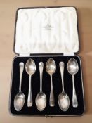 A cased set of six silver teaspoons, Sheffield marks. CONDITION REPORT: 74.7g.