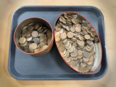 Two tins of British copper coins