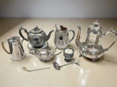 A 19th century Sheffield plate tea pot, together with a further engraved milk jug,