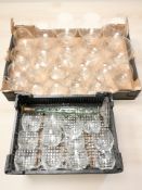 Assorted drinking glasses, an art glass candlestick, etc.