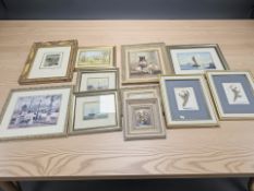 A collection of pictures and prints, oil on board still life studies,