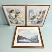 After Richard Fisher : Mountainous landscape, colour print, signed in pencil, 40 cm x 53 cm,