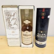 A bottle of Glen Moray single highland malt scotch whisky twelve years old, 75 cl,