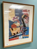 A continental pop-art print, 33 cm x 45 cm.