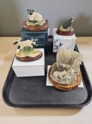 A Border Fine Arts figure 'Cheviot ewe with lambs' by Mairi Laing, No.