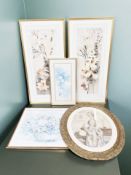 Ineke Van Werkhoven : A pair of watercolours of flowers, each 75 cm x 27 cm,