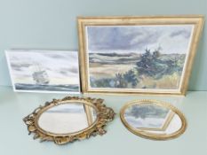 Continental School : View across a landscape with farmstead beyond, oil on canvas, 67 cm x 95 cm,