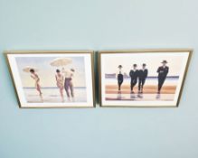 After Jack Vettriano : Two Portland Gallery colour prints in gilt frames, each 48 cm x 61 cm.